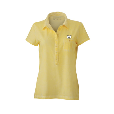 Polo Donna Yellow Occhi ( logo ricamato ) - Gufetto Brand 