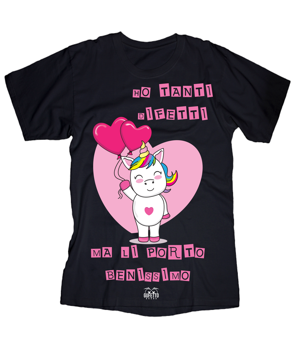T-shirt Donna Ho tanti Difetti Unicorn - Gufetto Brand 