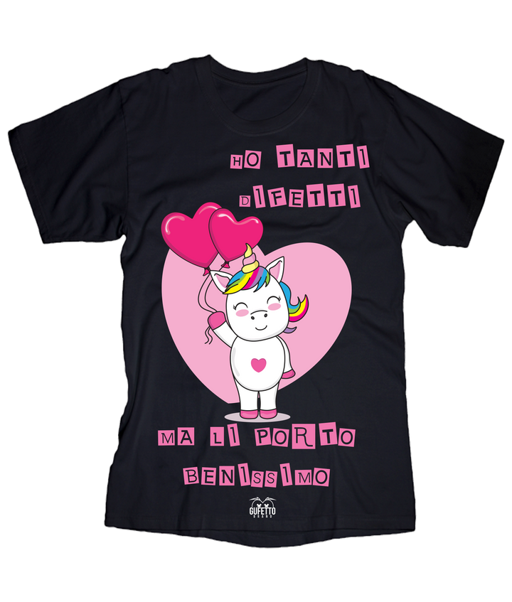 T-shirt Donna Ho tanti Difetti Unicorn - Gufetto Brand 