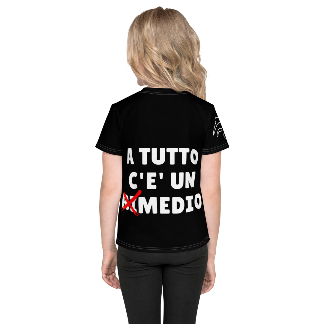T-shirt girocollo per bambini Mediolo Nera - Gufetto Brand 