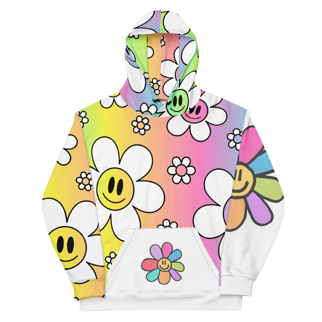 Felpa con cappuccio Unisex Uomo/Donna Flower Smile - Gufetto Brand 