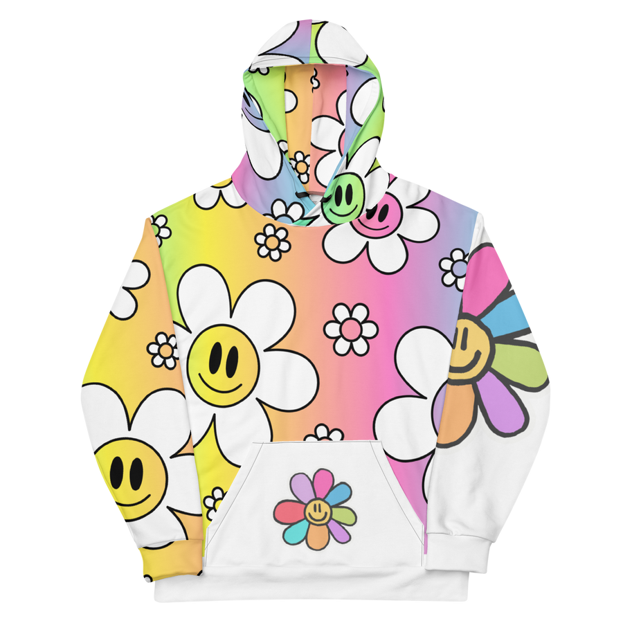 Felpa con cappuccio Unisex Uomo/Donna Flower Smile - Gufetto Brand 