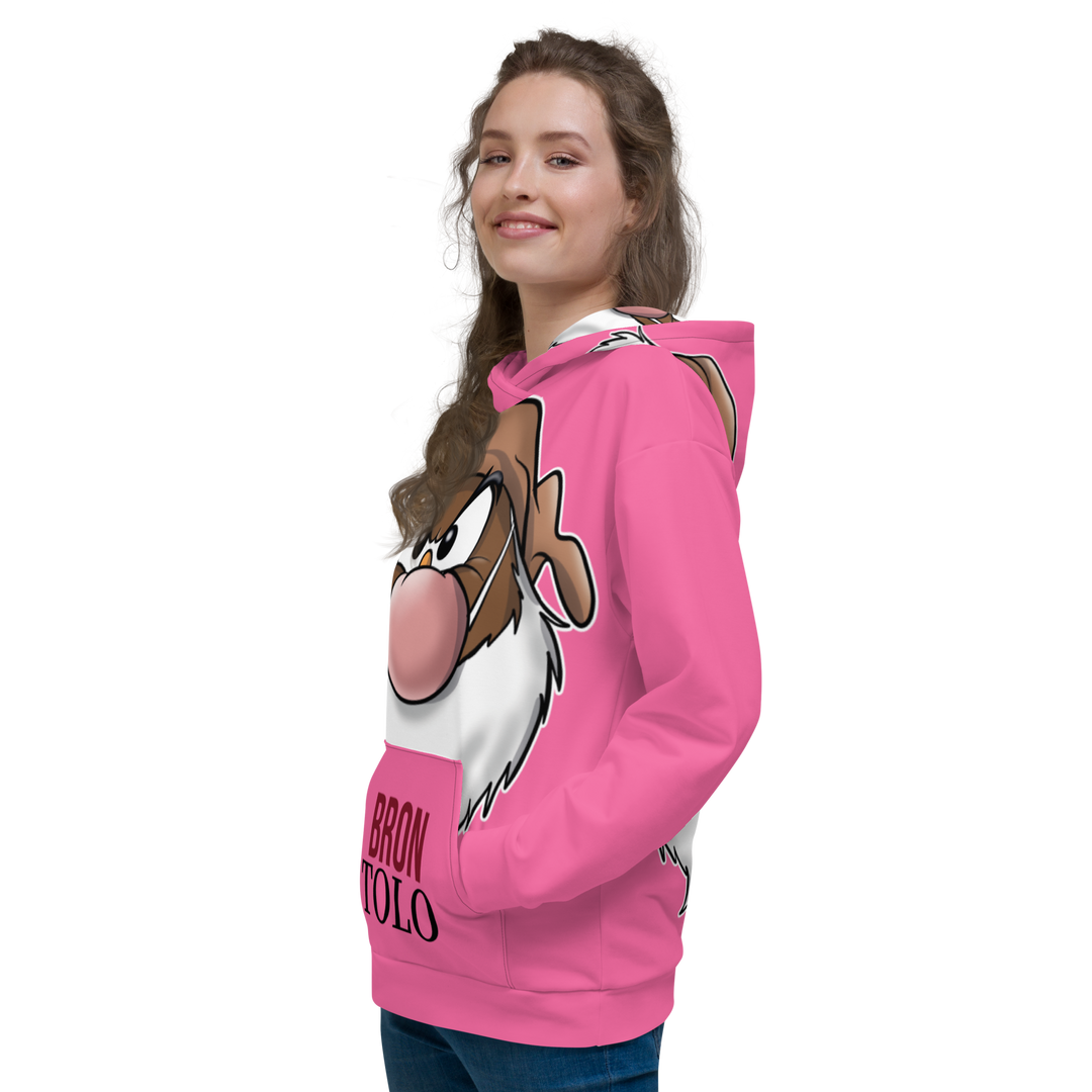 Felpa con cappuccio Unisex Brontolo Face Pink Edition - Gufetto Brand 