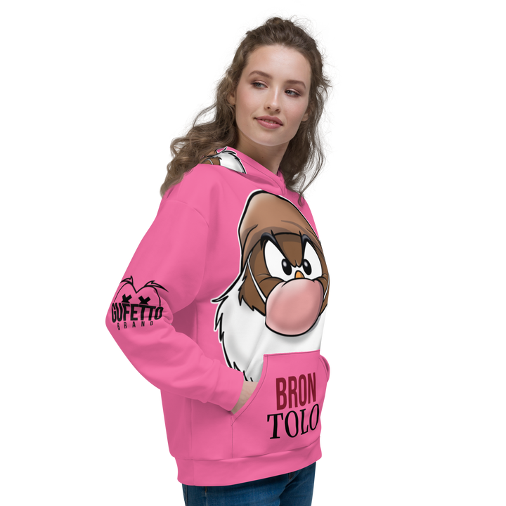 Felpa con cappuccio Unisex Brontolo Face Pink Edition - Gufetto Brand 