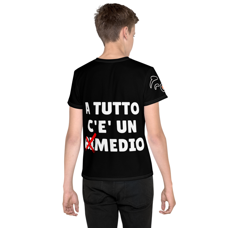 T-shirt girocollo per ragazzi Mediolo Nera - Gufetto Brand 