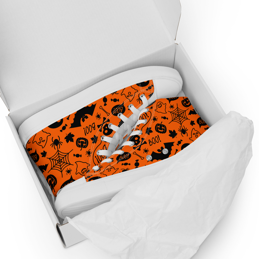 Sneakers alte in tela da uomo HALLOWEEN ORANGE EDITION - Gufetto Brand 