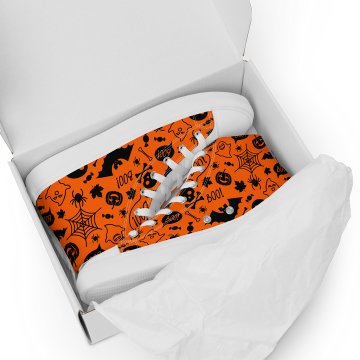 Sneakers alte in tela da uomo HALLOWEEN ORANGE EDITION - Gufetto Brand 