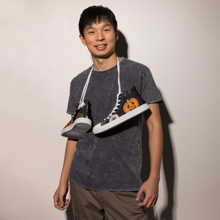 Sneakers alte in tela da uomo HALLOWEEN BLACK EDITION - Gufetto Brand 