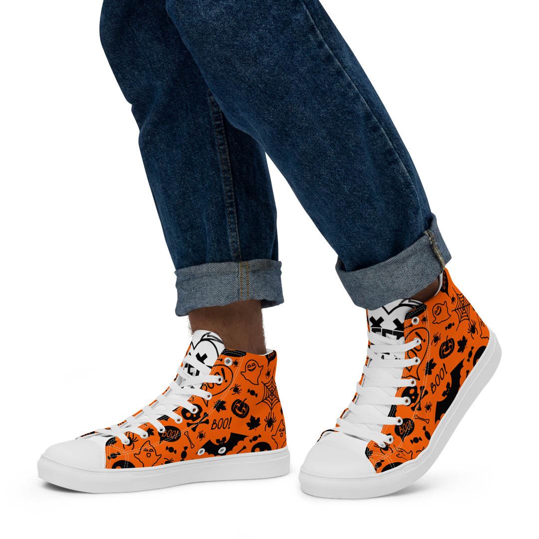 Sneakers alte in tela da uomo HALLOWEEN ORANGE EDITION - Gufetto Brand 