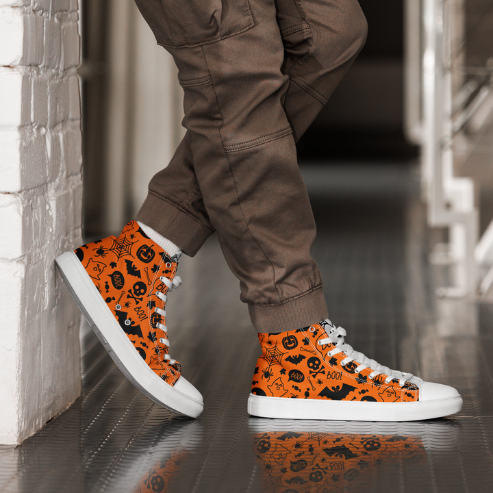 Sneakers alte in tela da uomo HALLOWEEN ORANGE EDITION - Gufetto Brand 