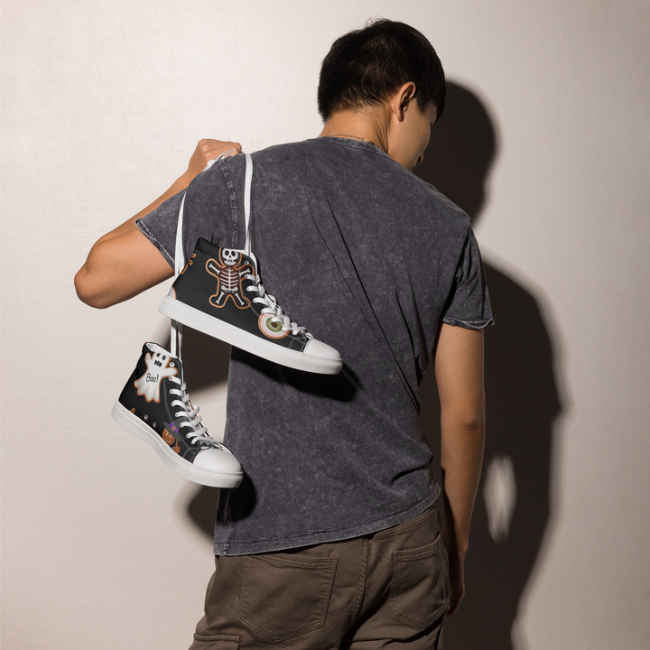 Sneakers alte in tela da uomo HALLOWEEN BLACK EDITION - Gufetto Brand 