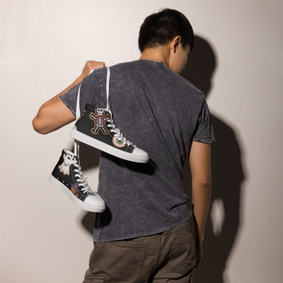 Sneakers alte in tela da uomo HALLOWEEN BLACK EDITION - Gufetto Brand 