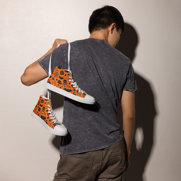 Sneakers alte in tela da uomo HALLOWEEN ORANGE EDITION - Gufetto Brand 