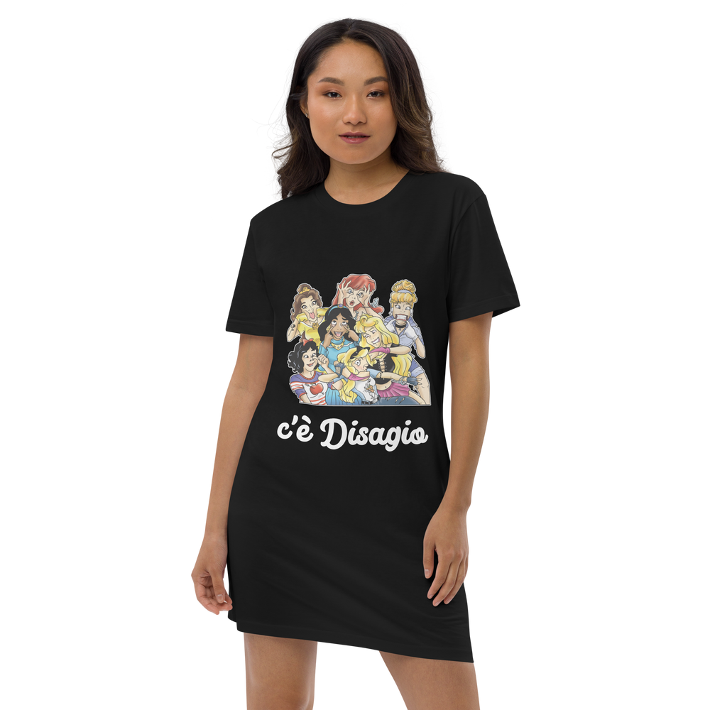 Vestito t-shirt in cotone organico Lungo Donna Principesse 2.0 - Gufetto Brand 
