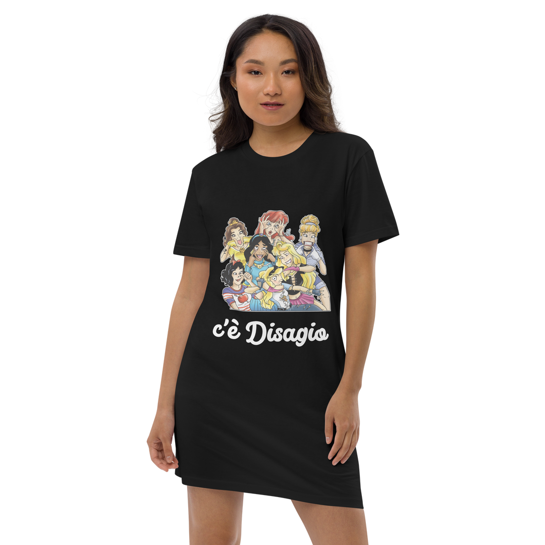 Vestito t-shirt in cotone organico Lungo Donna Principesse 2.0 - Gufetto Brand 
