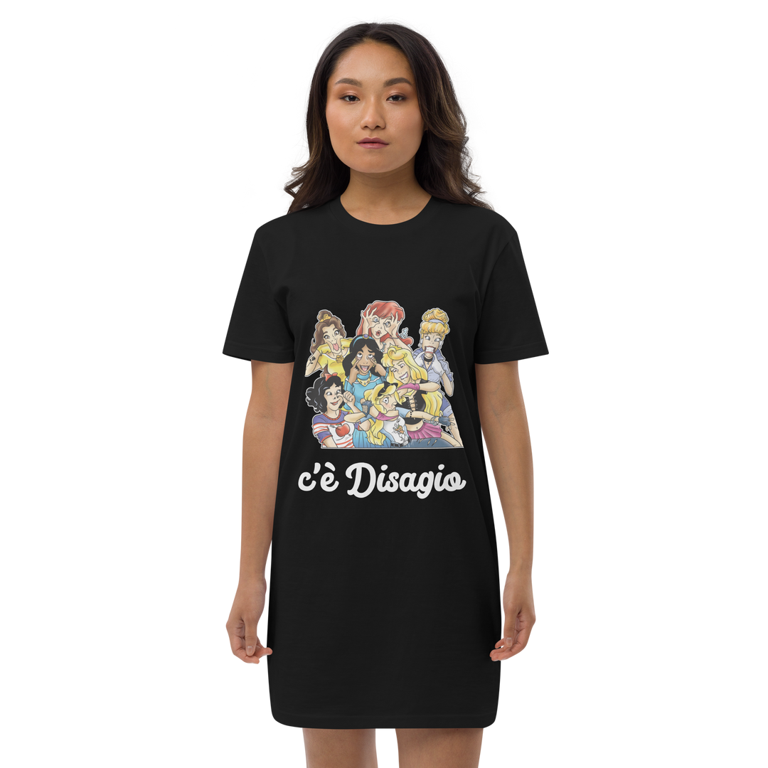 Vestito t-shirt in cotone organico Lungo Donna Principesse 2.0 - Gufetto Brand 