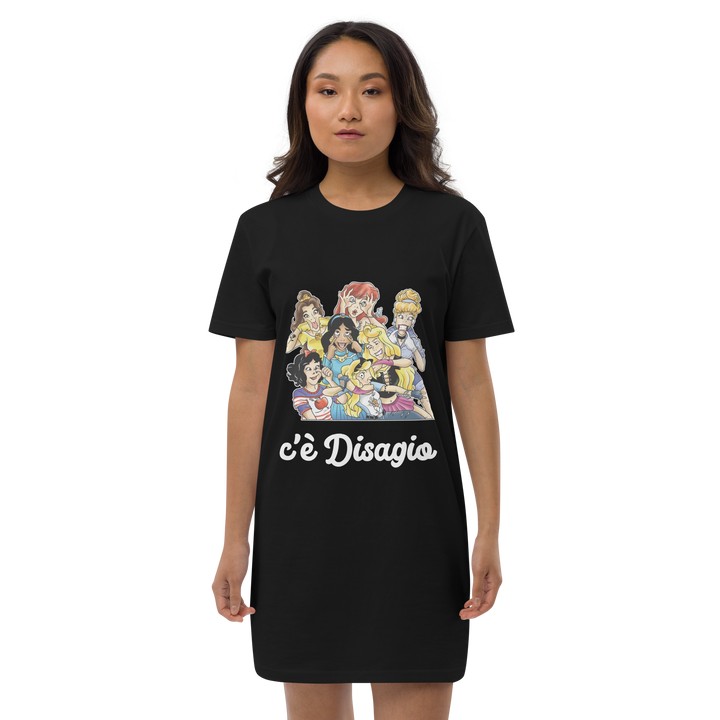Vestito t-shirt in cotone organico Lungo Donna Principesse 2.0 - Gufetto Brand 