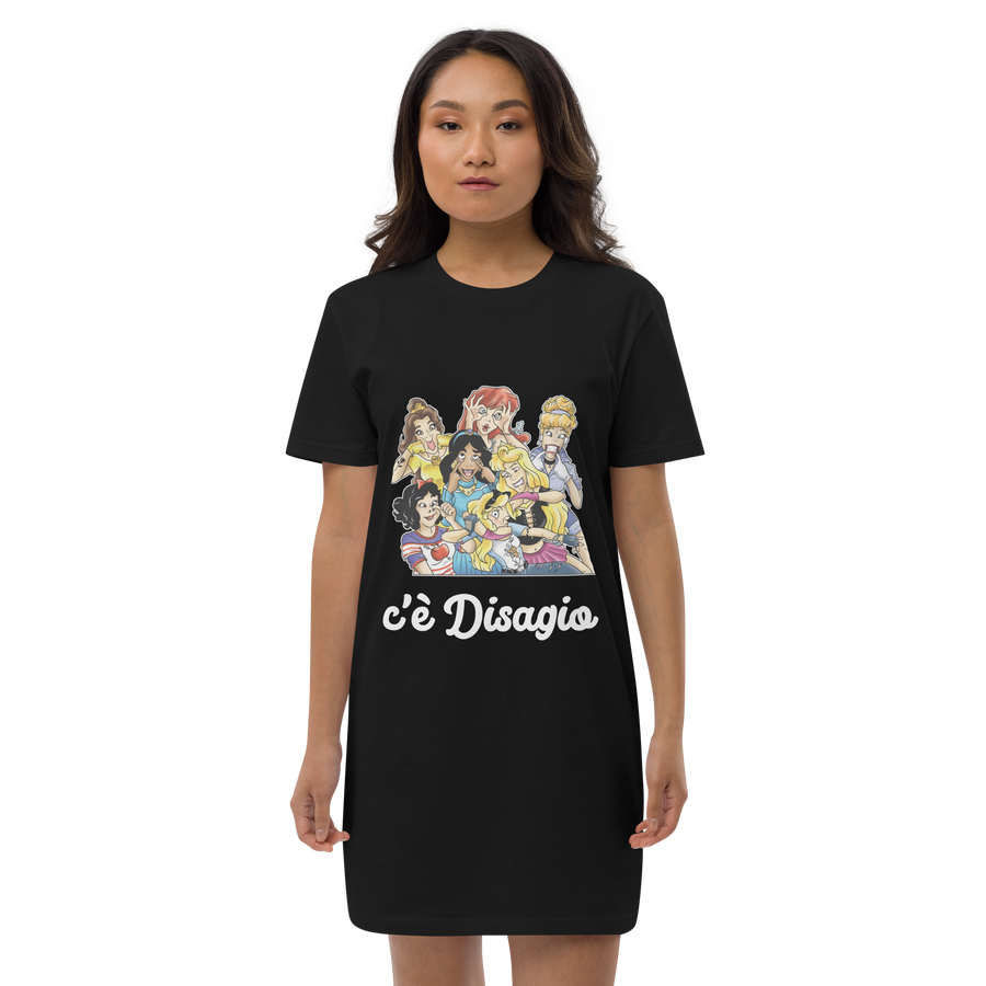 Vestito t-shirt in cotone organico Lungo Donna Principesse 2.0 - Gufetto Brand 