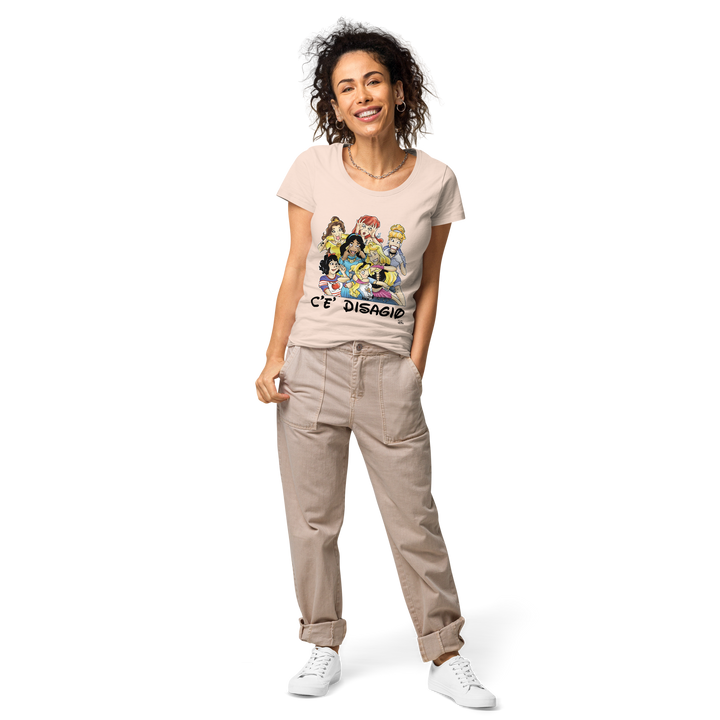 T-shirt da donna basica in tessuto organico Principesse 2,0 - Gufetto Brand 