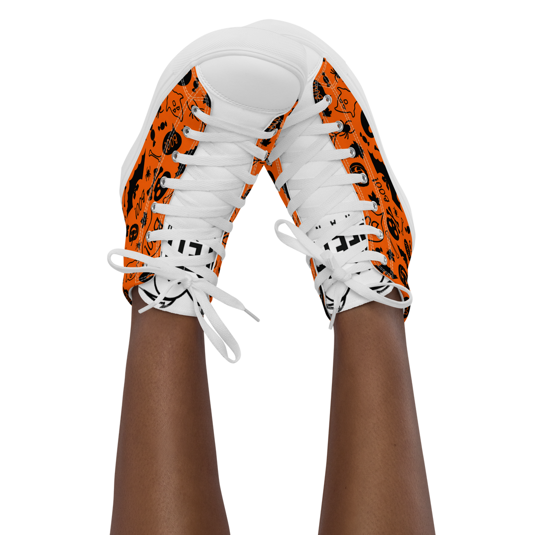 Sneakers alte in tela da donna HALLOWEEN ORANGE EDITION - Gufetto Brand 
