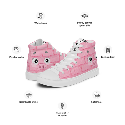 Sneakers alte in tela da donna PINK PIG - Gufetto Brand 