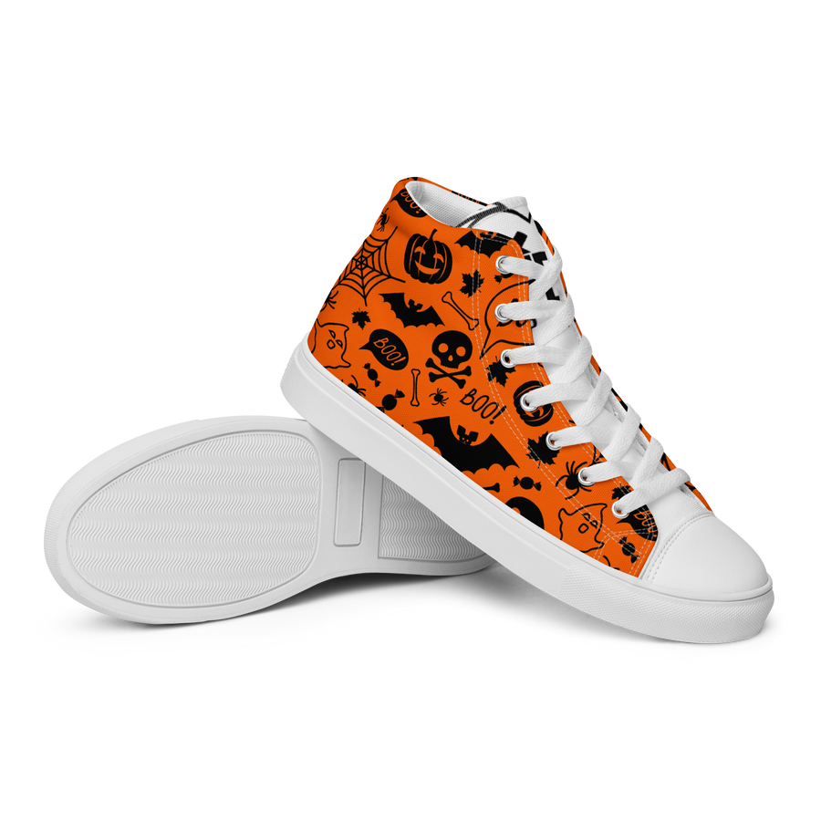 Sneakers alte in tela da donna HALLOWEEN ORANGE EDITION - Gufetto Brand 