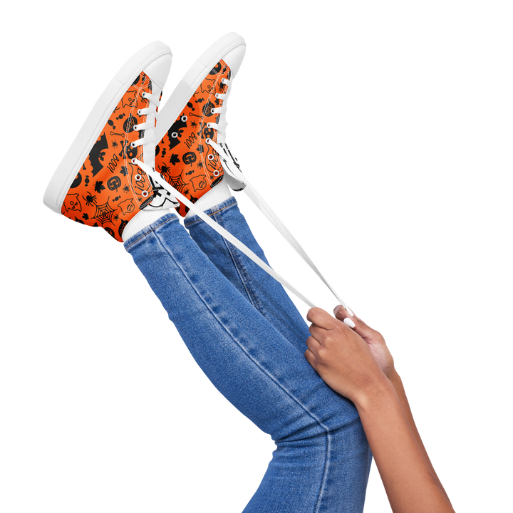 Sneakers alte in tela da donna HALLOWEEN ORANGE EDITION - Gufetto Brand 